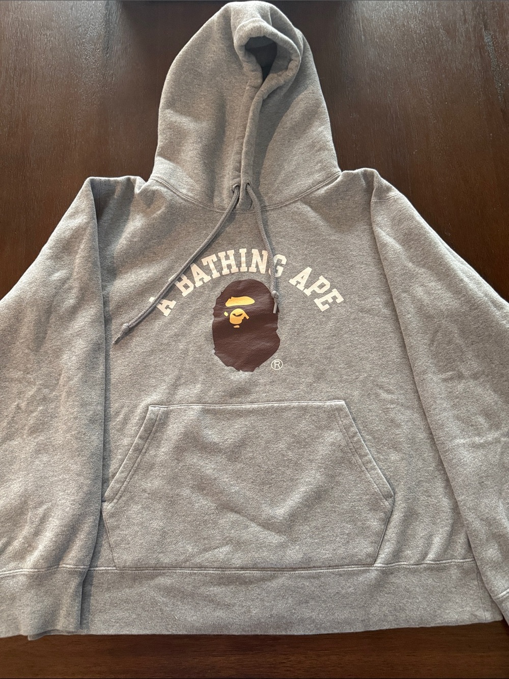 A Bathing Ape Grey Logo Hoodie Large